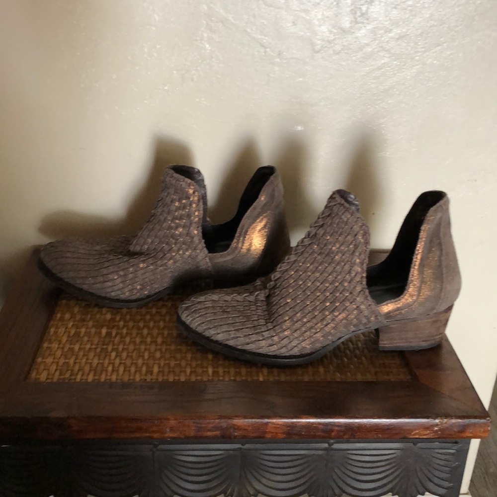 Metallic Leather Booties